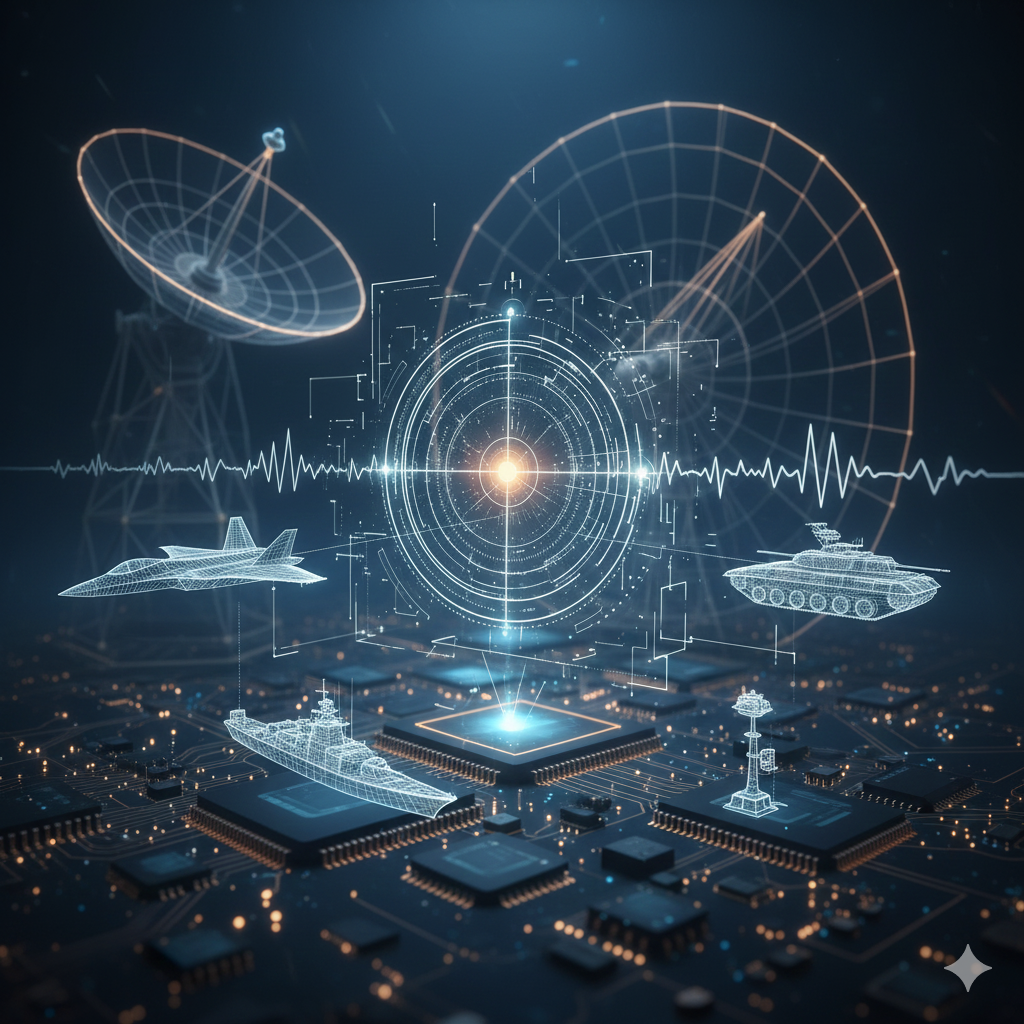 Abstraktes Bild digitaler Signalverarbeitung und Radar